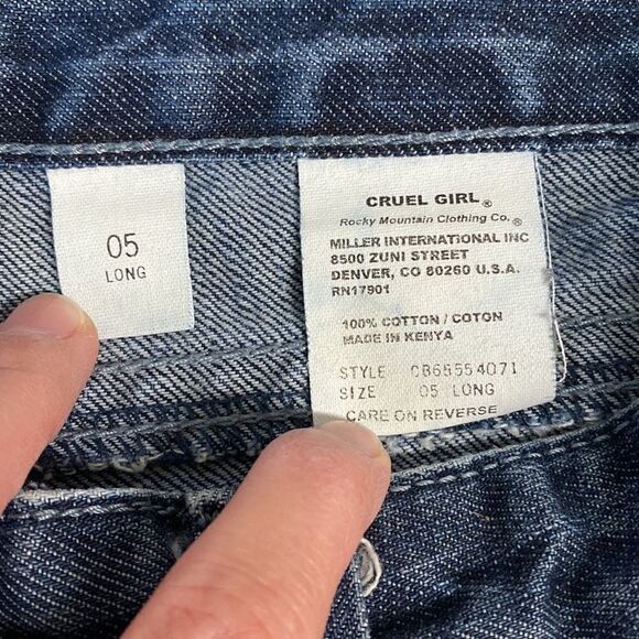 Cruel Girl Denim Jeans 5 Long 5L Boot Cut Button Flap Pockets - Picture 10 of 15